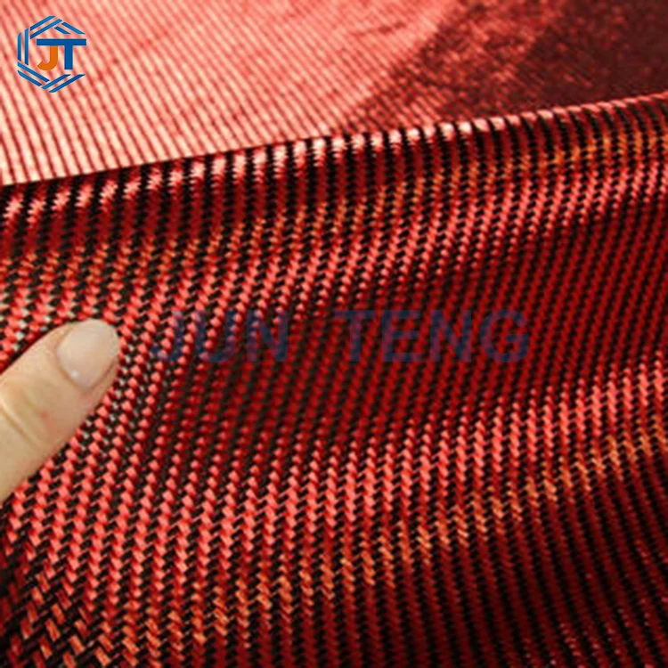 Tela tejida roja de fibra de carbono 3K